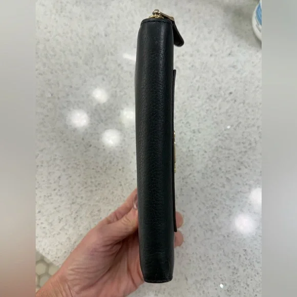 Coach Dark Brown Leather Monogram Gold Hardware Zippered Wallet - Picture 13 of 13